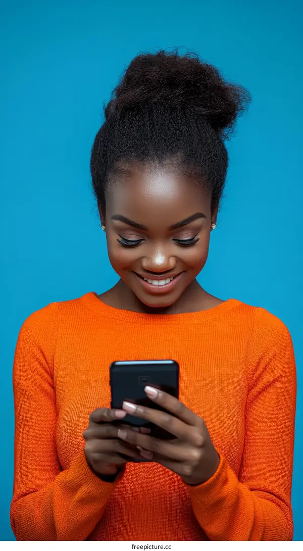African Woman using a Smart Phone Portrait
