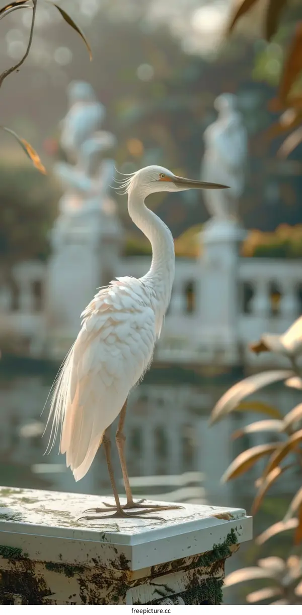 Elegant White Heron in a Park Setting