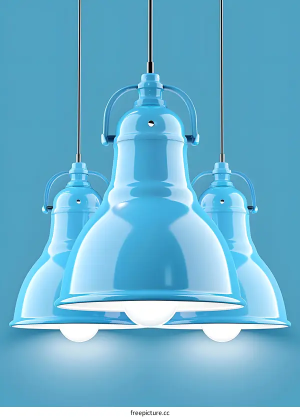 Blue Ceiling Lights Hanging On Blue Background