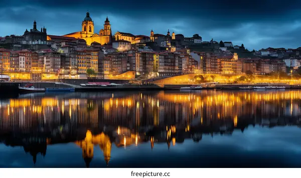 Night view of Porto, Portugal