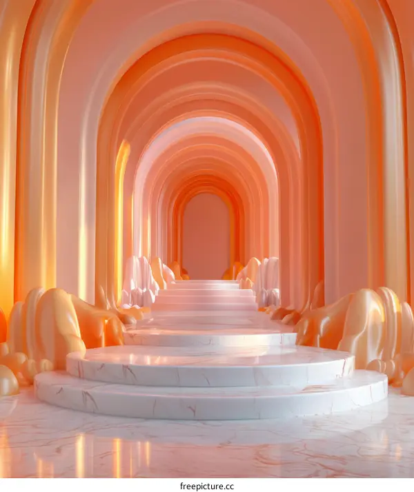 Abstract Peachy Archway Corridor Illustration