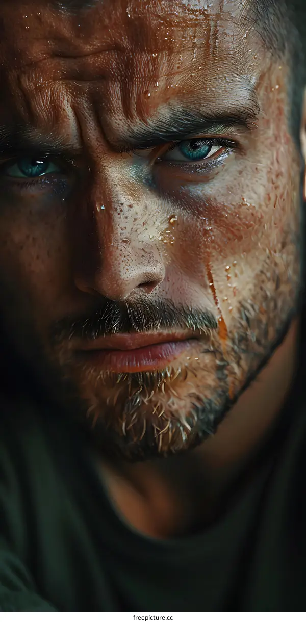 Portrait of a man with blue eyes and a beard