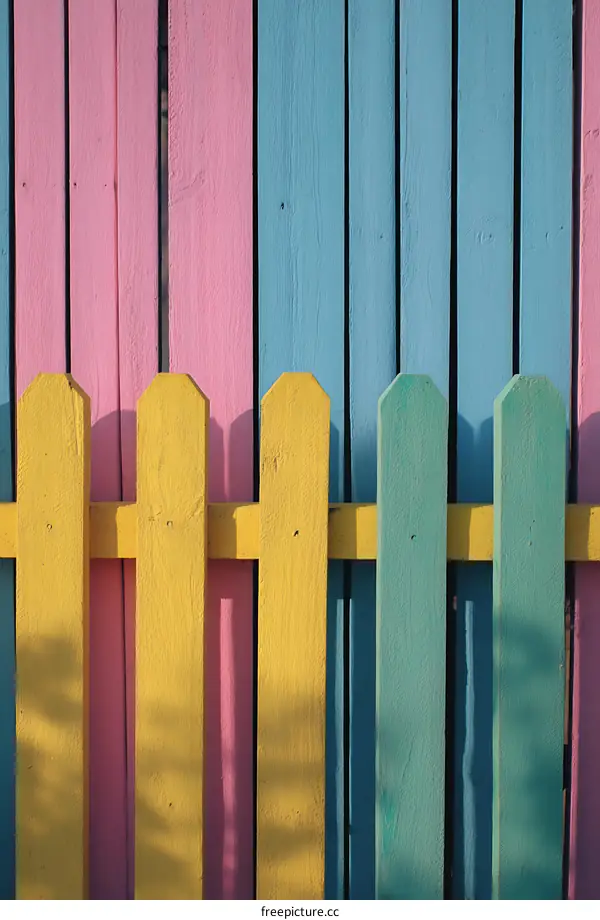 Colorful Wooden Fence with Vertical Stripes