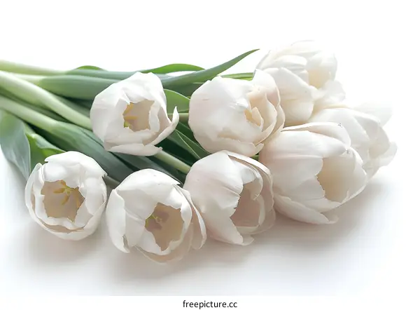 A bouquet of white tulips