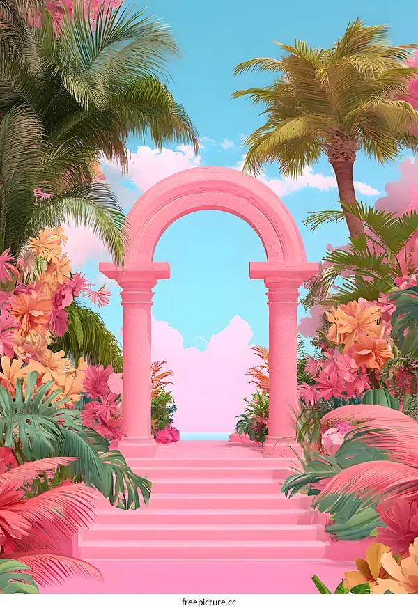 Pink Archway in Tropical Paradise