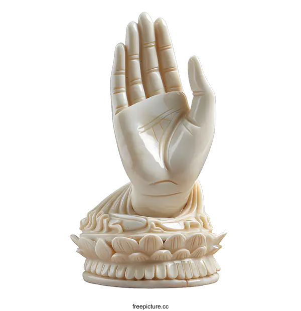 [Transparent Background PNG]A Carved White Hand Sculpture on a White Background