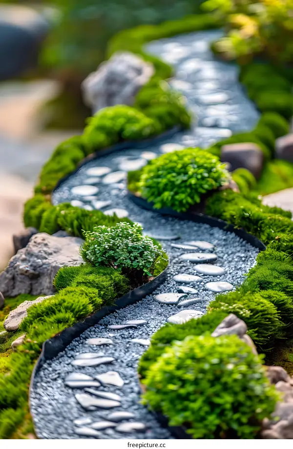Stone Path Through Green Garden