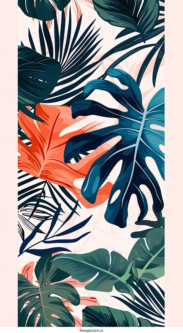 Tropical Leaf Pattern Background Illustration