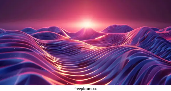 Wavy Terrain with Setting Sun