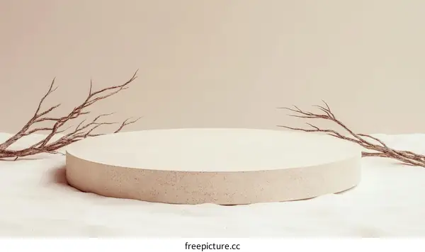 Beige Minimalist Product Display with Dried Branches