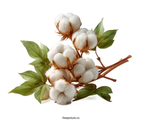 [Transparent Background PNG]Cotton Plant Blossoms on White Background
