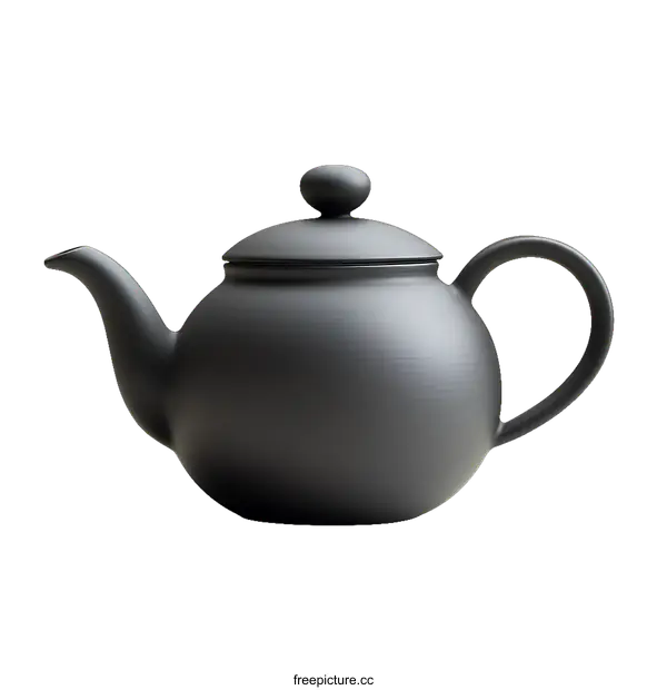 [Transparent Background PNG]Modern Matte Black Teapot Design