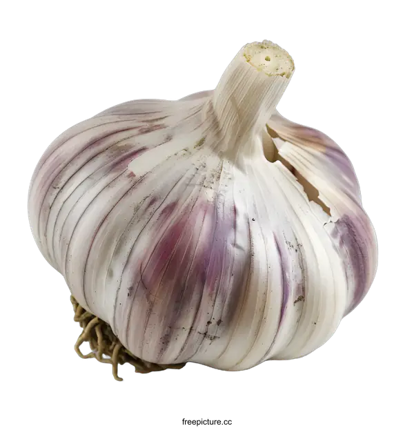 [Transparent Background PNG]Closeup of Whole Purple Garlic on White Background