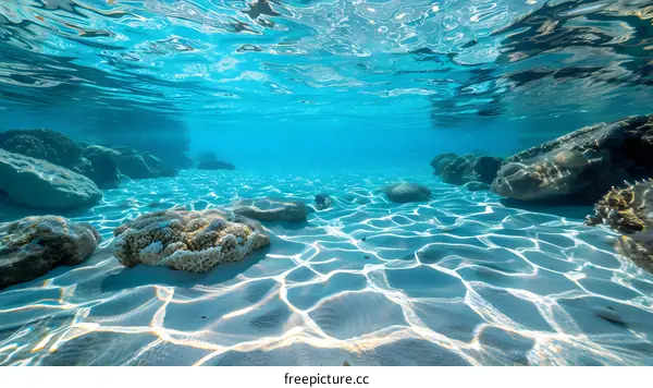 Underwater View of the Ocean Floor with Coral Reef