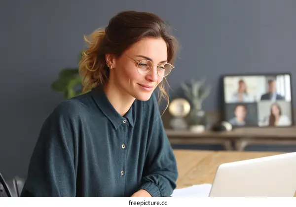Woman in a video conference
