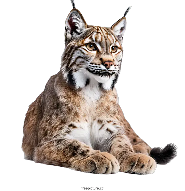 [Transparent Background PNG]Lynx Sitting on a White Background