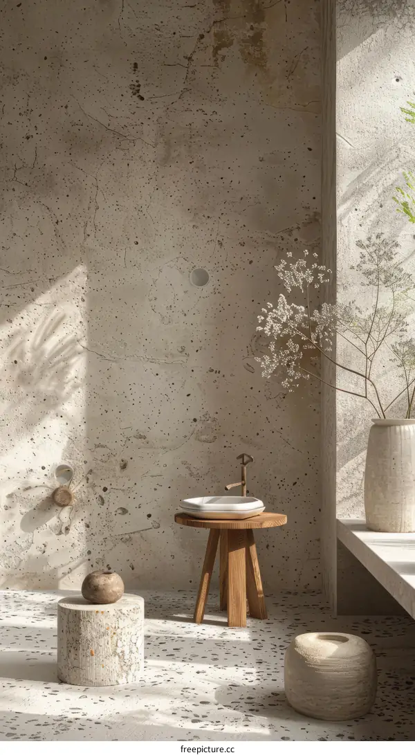 3D rendering of a minimalist bathroom