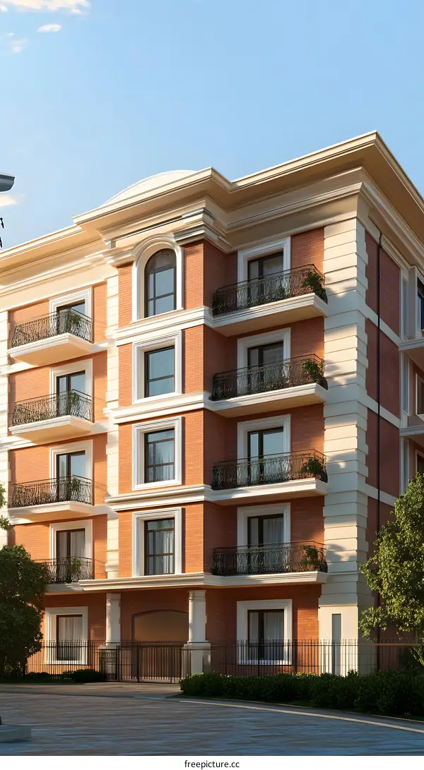Classic Brick Building with Balconies