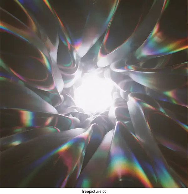 Vibrant Iridescent Light Patterns Through Abstract Geometric Structure