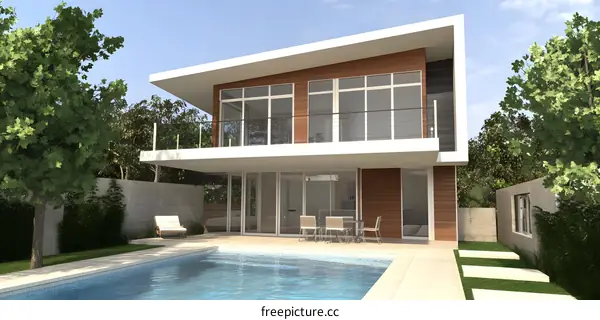 Modern House with Pool and Patio