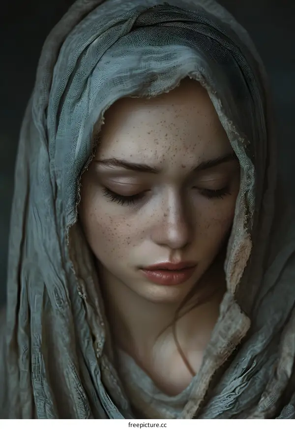 portrait of a young woman with freckles