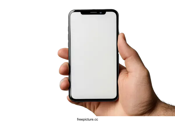[Transparent Background PNG]Smartphone Held in Hand Against White Background