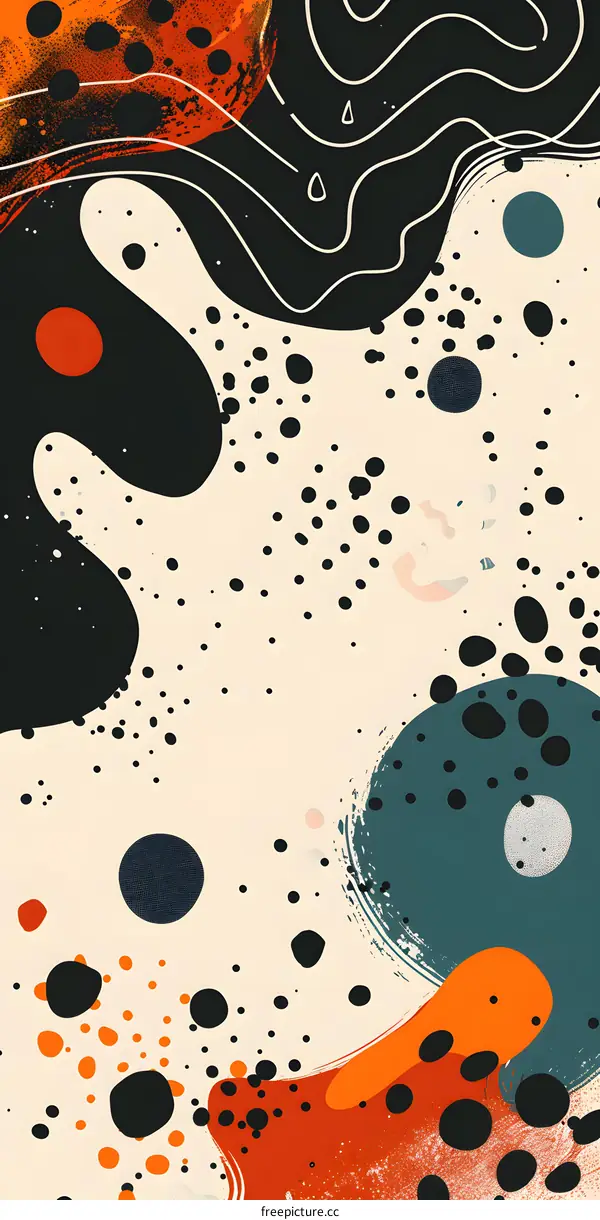 Abstract Art Background With Red, Orange, Black, Blue And White Colors