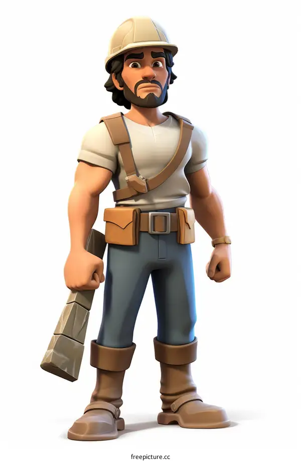 Male archaeologist holding a stone slab