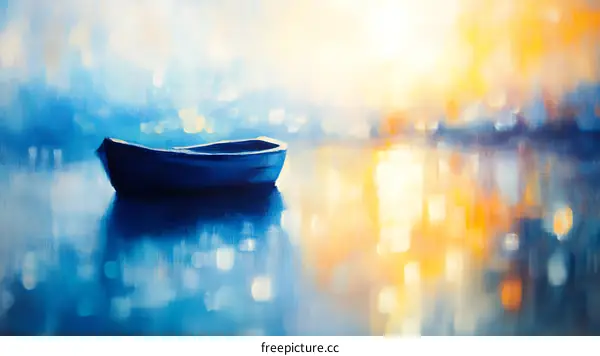Peaceful Blue Boat at Dawn