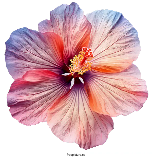 [Transparent Background PNG]Vibrant Colorful Hibiscus Flower Close Up