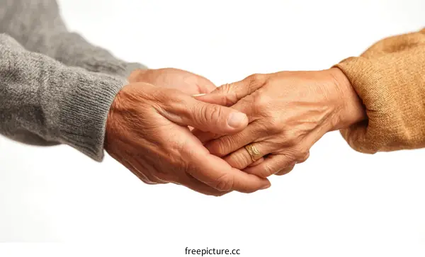 Elderly Hands Holding Each Other in Care and Support