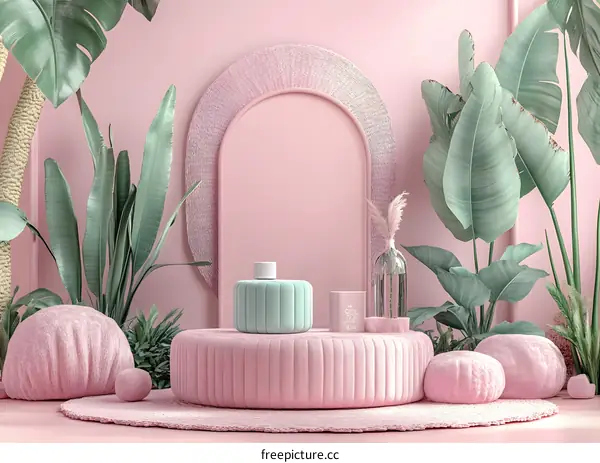 Pink and Green Minimalist Product Display Background