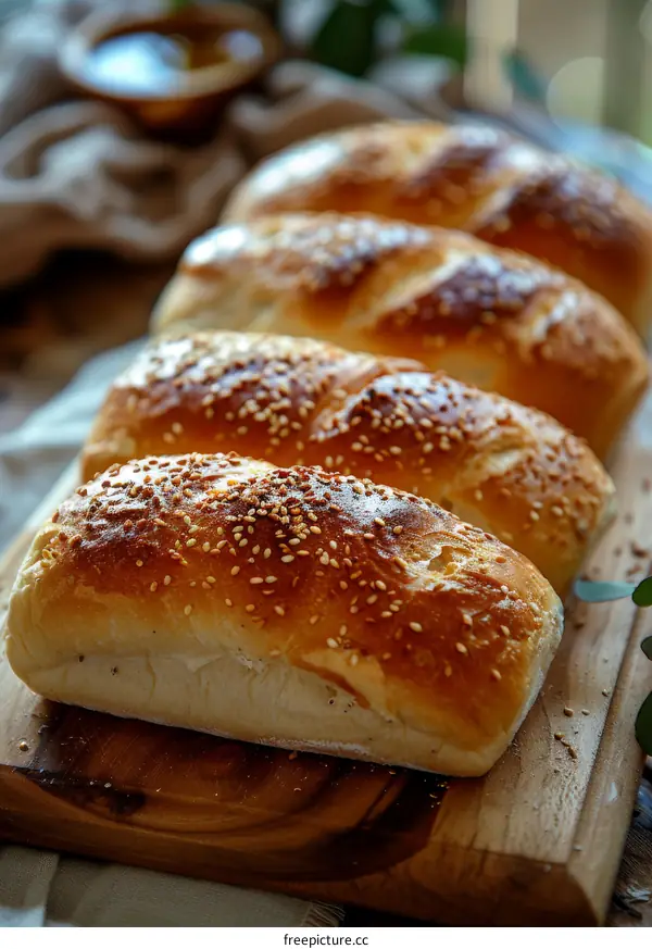 Loaf of bread sprinkled with sesame seeds