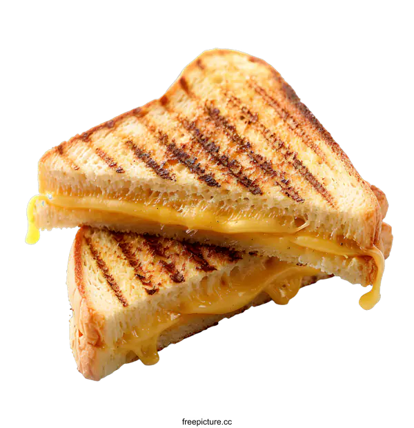 [Transparent Background PNG]A grilled cheese sandwich cut in half