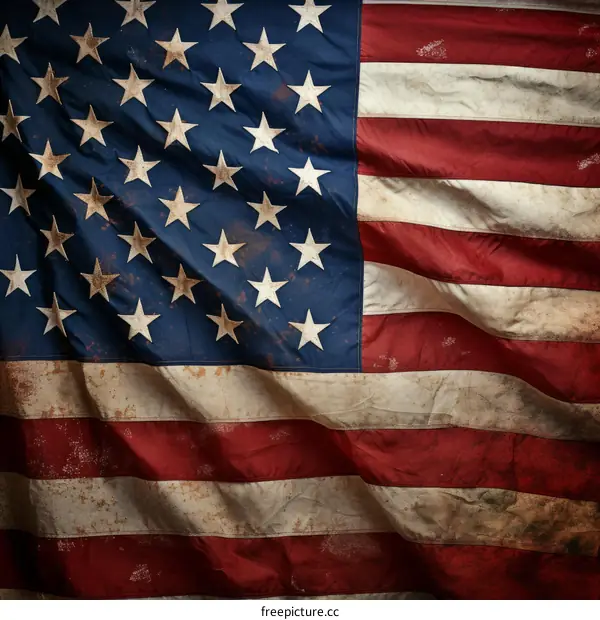 Close up of a weathered American flag