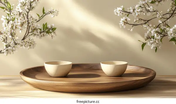 Elegant Spring Blossom Still Life with Bowls