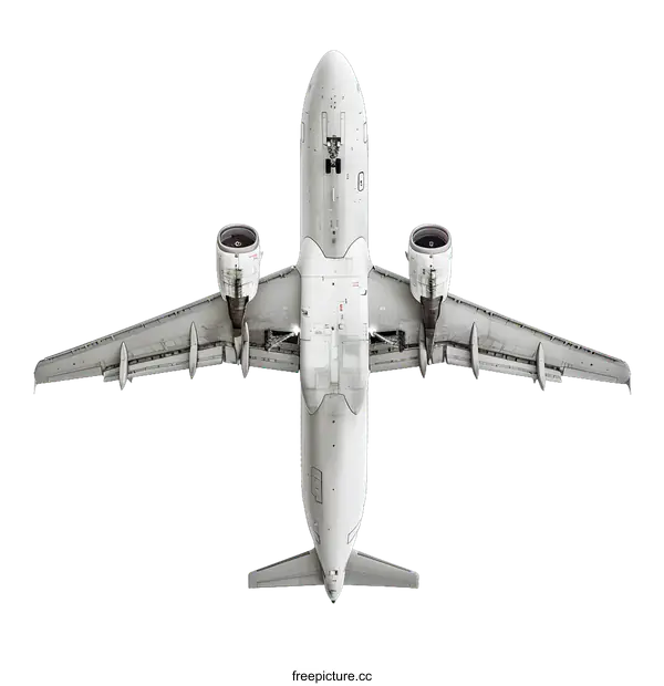 [Transparent Background PNG]Bottom View of Airplane Isolated on White Background