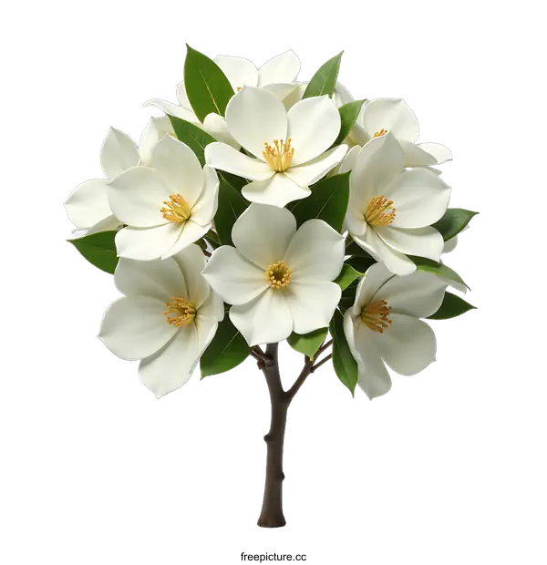 [Transparent Background PNG]Beautiful Magnolia Tree with Blossoms