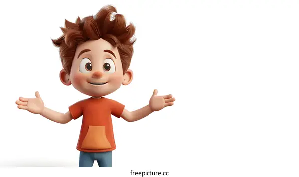 Smiling Cartoon Boy with Open Arms