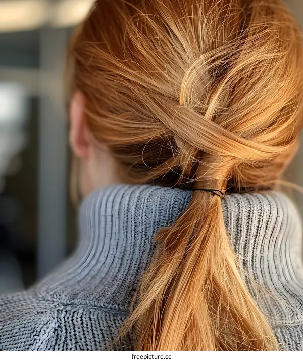 Woman with Red Hair in a Ponytail