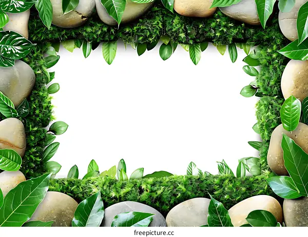 Green Leaves and Stones Frame Border Design