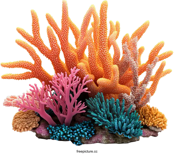 [Transparent Background PNG]Colorful Coral Reef Illustration