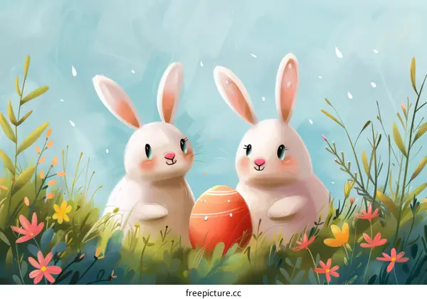 Easter Bunny with Colorful Eggs
