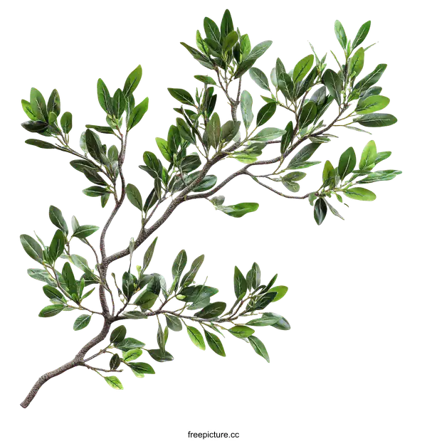 [Transparent Background PNG]Artificial Plant Branch with Lush Green Leaves