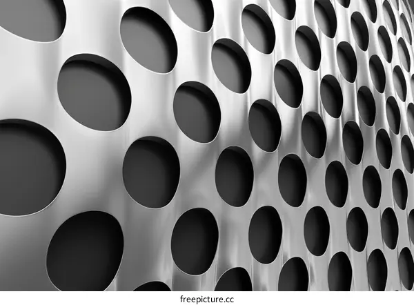 3D rendering of a perforated metal sheet with circular holes