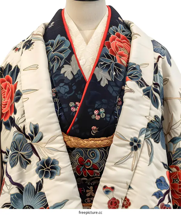 A Japanese woman wearing a white kimono