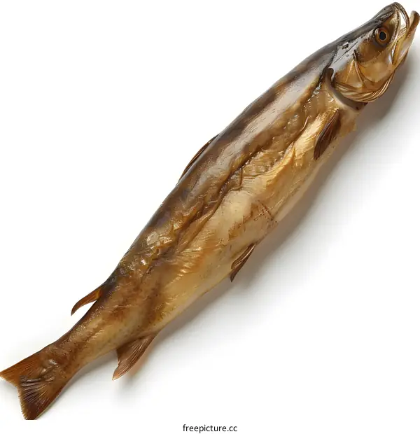 smoked fish on white background