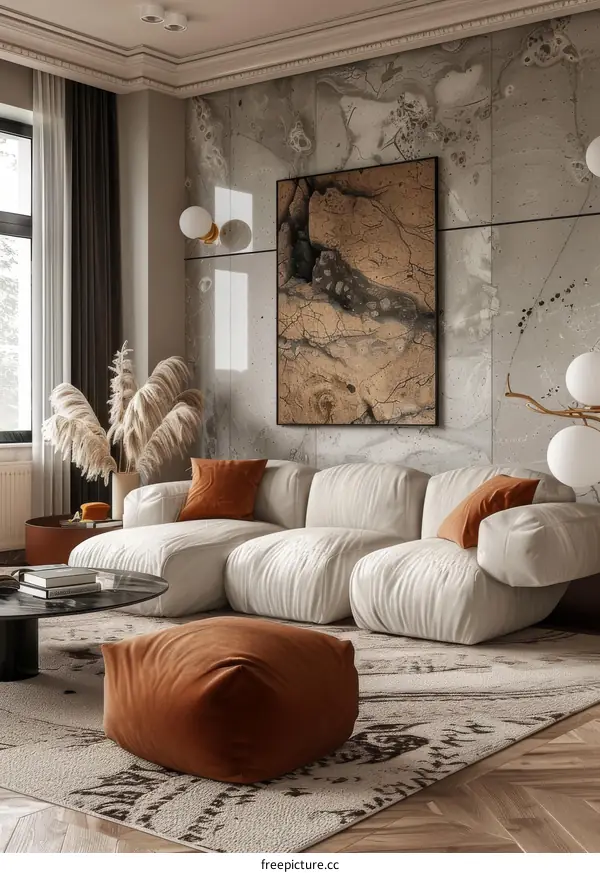 Modern Beige Living Room Interior Design