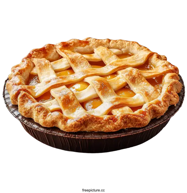 [Transparent Background PNG]Delicious Peach Pie with Lattice Top