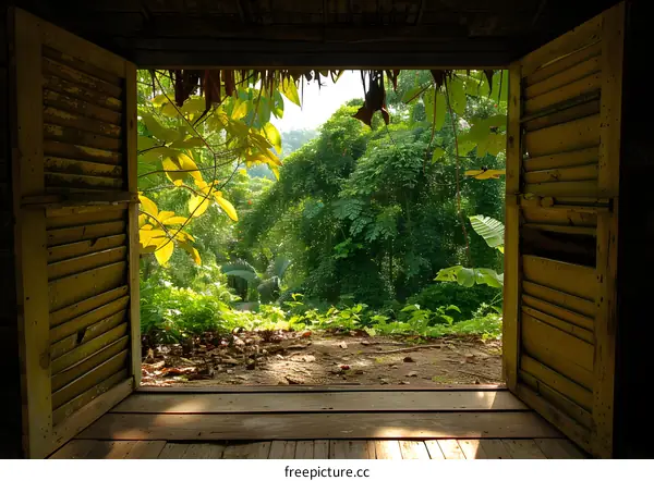 Looking out to the jungle from the safety of a room
